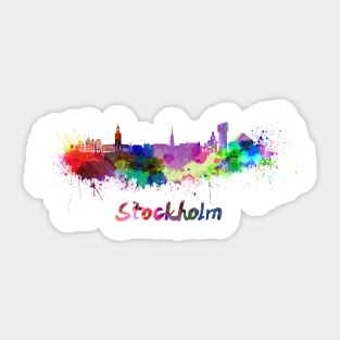 Stockholm skyline in watercolor Sticker